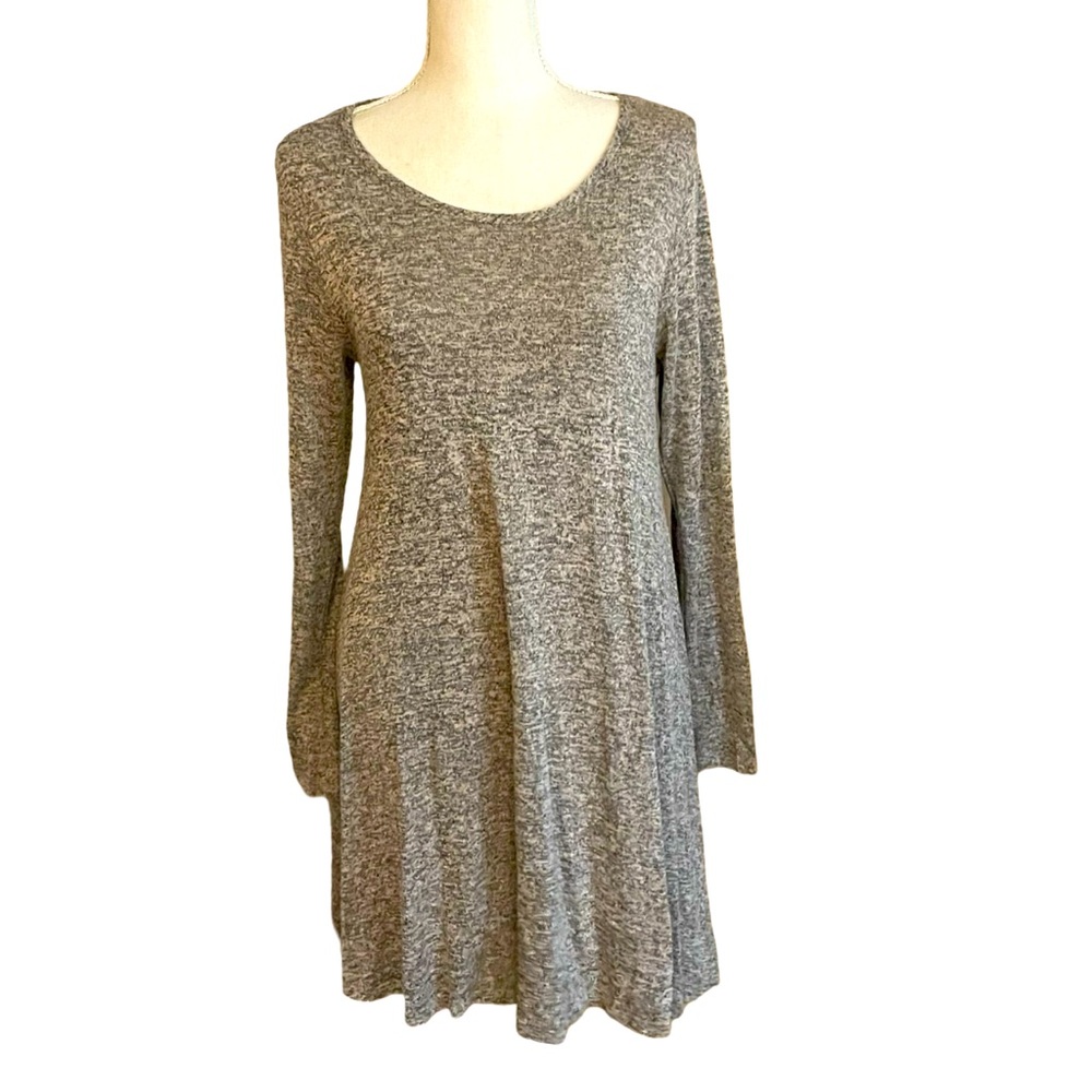 Discreet lightweight knit Sweater Dress Sz LG Jrs round Neck long sleeve spandex